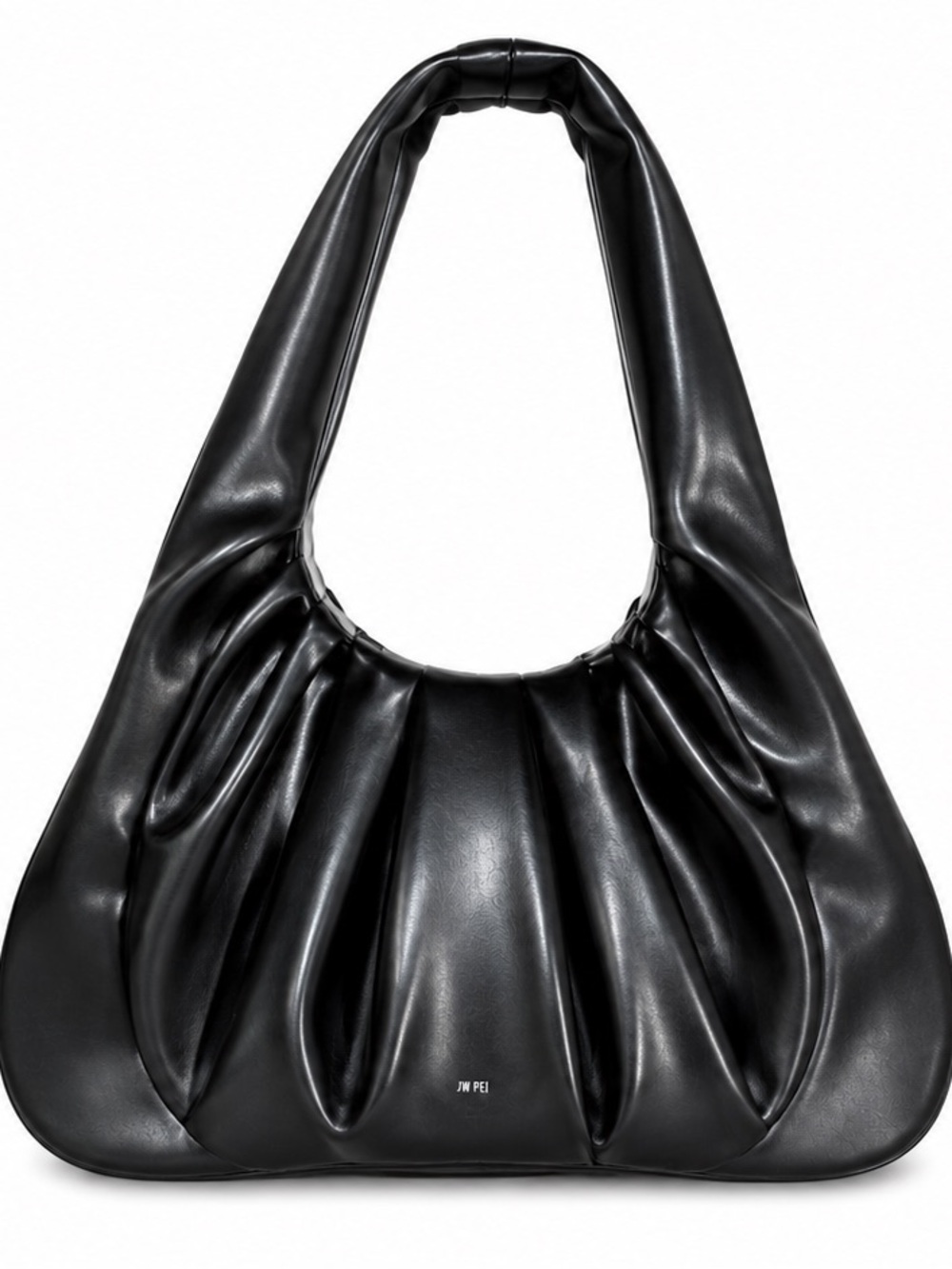 JW PEI Black Ruched Hobo Shoulder Bag
